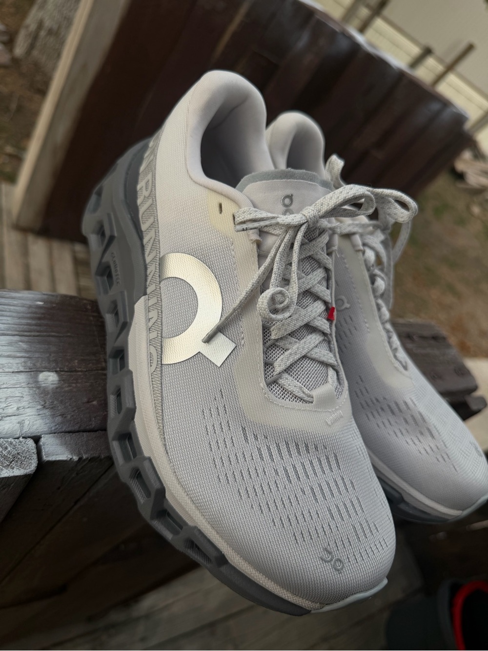 On Running Woman Athletic Sneakers in Light Gray and Dark Gray
